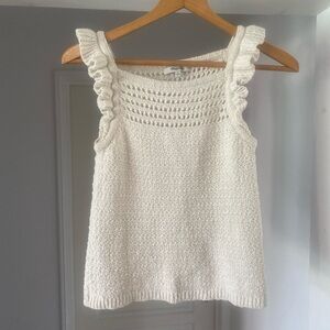 Madewell Cream Ruffled Strap Tank Top